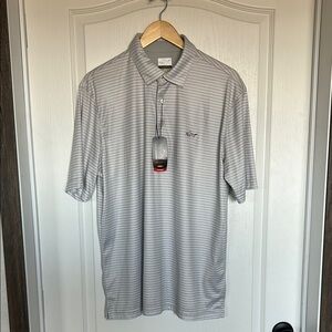 NWT: Greg Norman Men's Gray Striped Polo Shirt Large